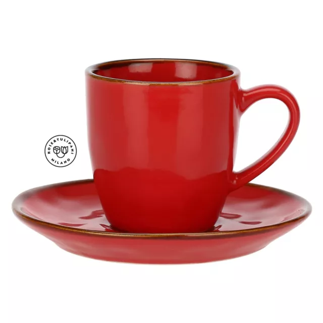 Espressotasse mit Untertasse Espresso Tasse Mokkatasse Concerto Corallo Rot