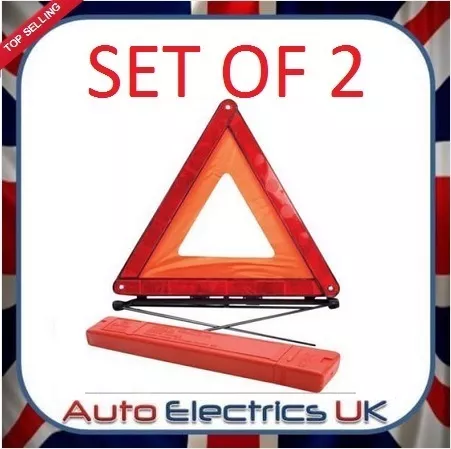 2 X Large Reflective Car Warning Triangle Breakdown Hazard Road EU Emergency NEW