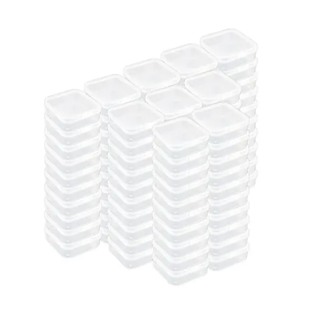 Caja cuadrada de contenedores de almacenamiento de plástico transparente con tapas para artículos pequeños