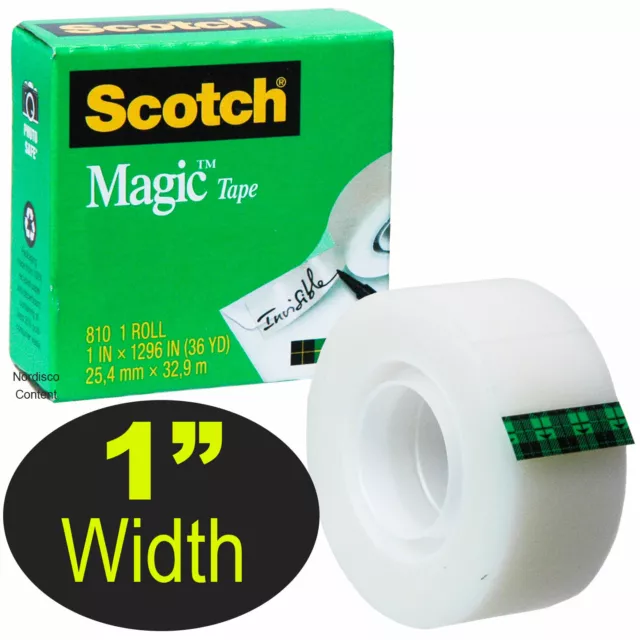 Scotch 810 Magic Tape, 1" x 1296", 1" Core, 1 Roll