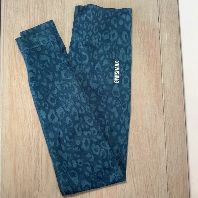 Gymshark Adapt Animal Seamless Leggings Teal Cheetah Size Small Rear Scrunch