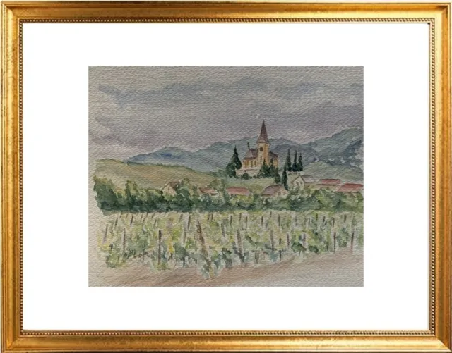 Suzanne PROVOT (1931-2022) AQUARELLE VUE D'HUNAWIHR EN ALSACE (409)