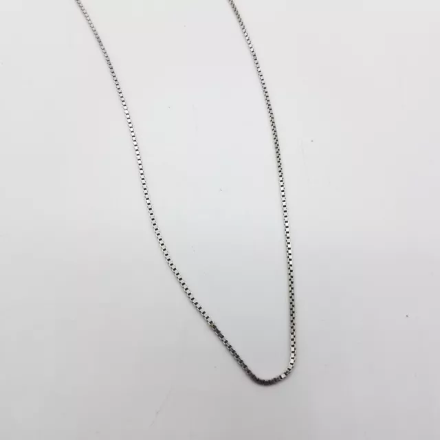 18K White Gold Box Chain Necklace 15"