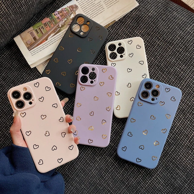 For iPhone 14 13 Pro Max 11 12 XR 8 SE Shockproof Love Heart Silicone Case Cover