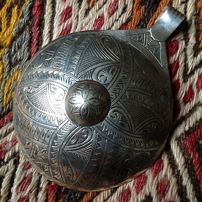 Vintage African Berber handmade silver Big Ball talisman Round Pendant jewelry