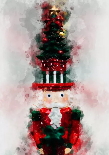 Christmas Nutcracker  abstract watercolour painting unique gift (print)