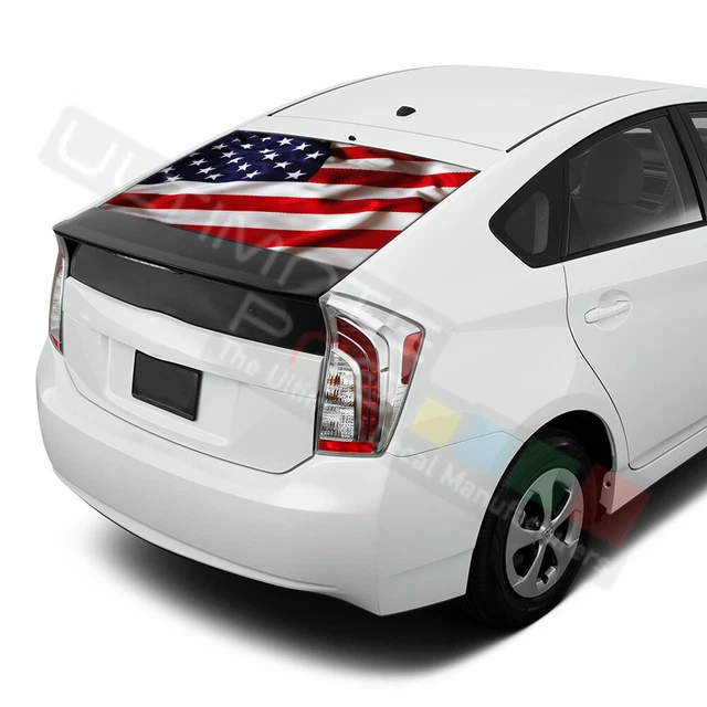 FLAGS DECAL WINDOW See Thru Stickers Perforated for Toyota Prius 2017