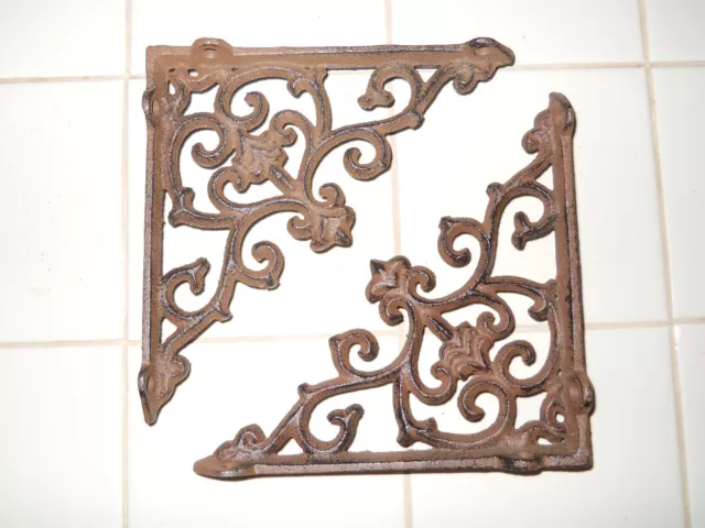 6 Cast Iron Antique Style ARROW Brackets, Garden Braces Shelf Bracket