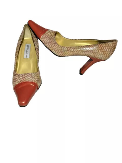 Bellini Women's Heels Shoes Size 10M Gold Burnt Orange ROYAL Croc Embossed Snake