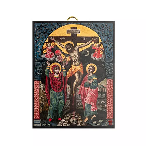 Ikone Kreuzigung Jesu aus dem 18. Jahrhundert 14x18cm by Orthodox Art