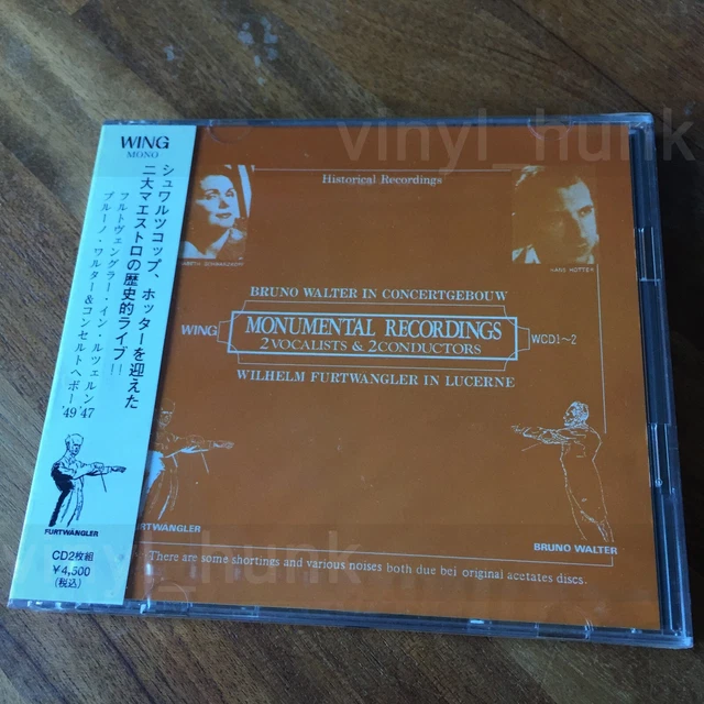 FURTWAENGLER SCHWARZKOPF BRUNO WALTER Furtwängler Sealed Japan 2CD