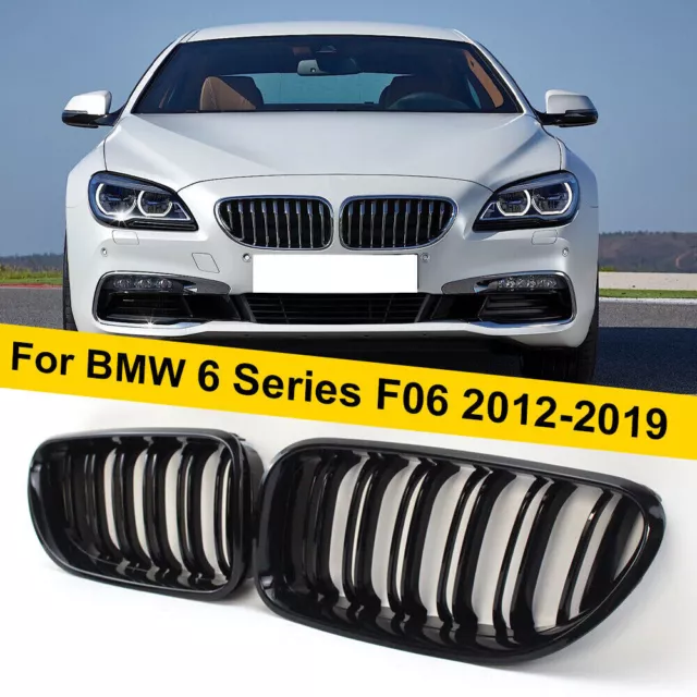 For 2012-2018 BMW F06 F12 F13 M6 650i 640i Gloss Black Front Kidney Grille Grill 2