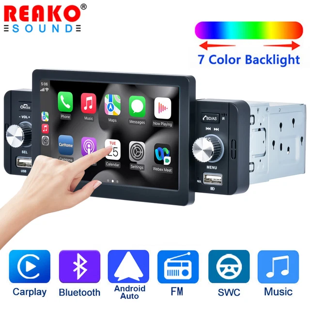Apple CarPlay 5.1" Single 1Din Car Stereo Radio Android Auto Touch Head Unit MP5