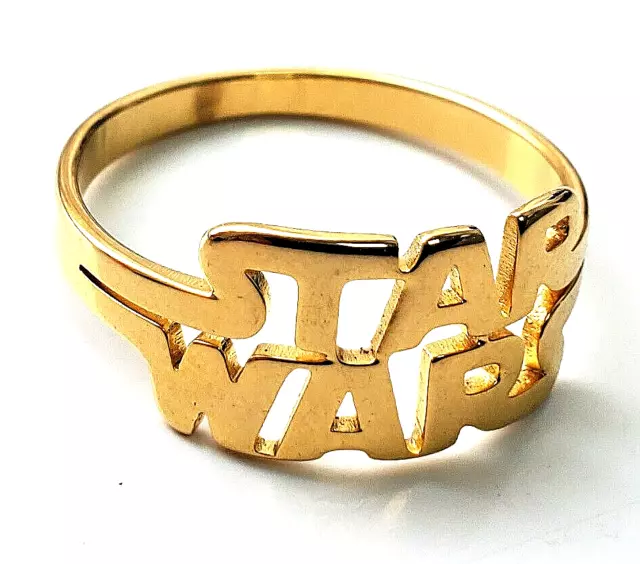 STAR WARS Logo Gold Ring Fantasy Darth Vader Andor Old Trek Vintage Space Disney