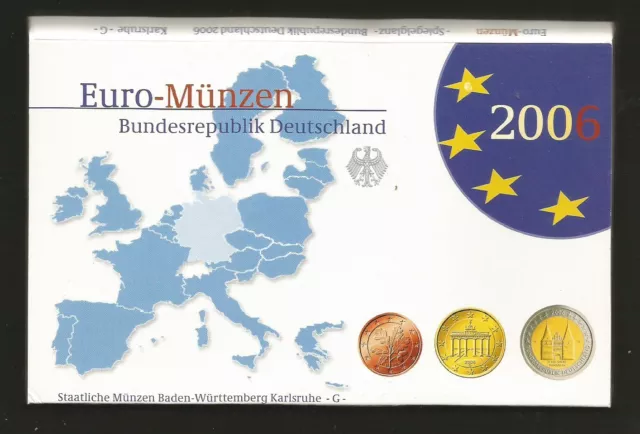 Satz Euro-Kursmünzen KMS Deutschland 2006 F - Polierte Platte PP + Holsten Tor