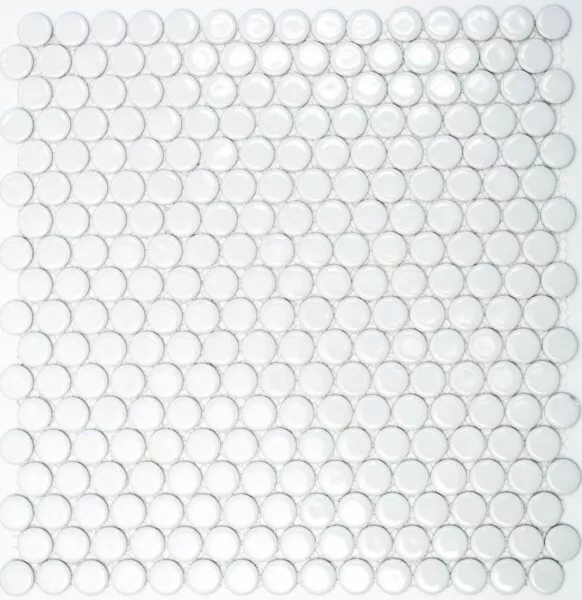 Knopfmosaik LOOP Rundmosaik weiß matt Wand Küche Dusche BAD MOS10-0111
