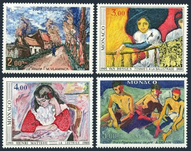 Monaco 1242-1245, MNH. Mi 1437-1440. Art 1980. Dongen,de Vlaminck,Matisse,Derain