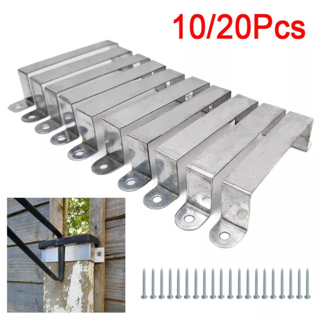 10/20 Fence Panel Post Security Brackets w/ Screws Galvanised Steel Anti Rattle