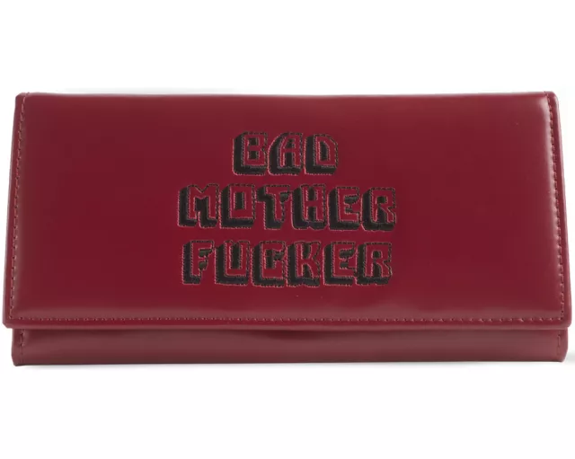 Pink Clutch Embroidered Bad Mother Fu**er Leather Wallet As Seen in Pulp Fiction