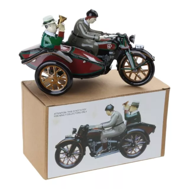 Motorcycle Metal Wind-up Mechanical Toy Clockwork Motorcycle with Sidecar 3