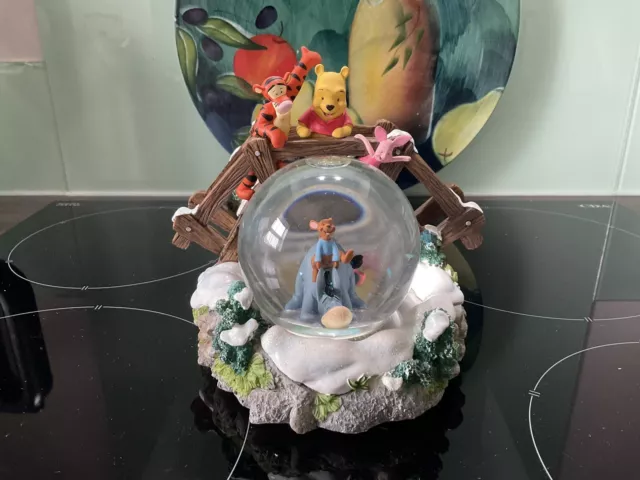 Disney Winnie the Pooh & Friends Snow Globe Bridge Musical Rare Retired