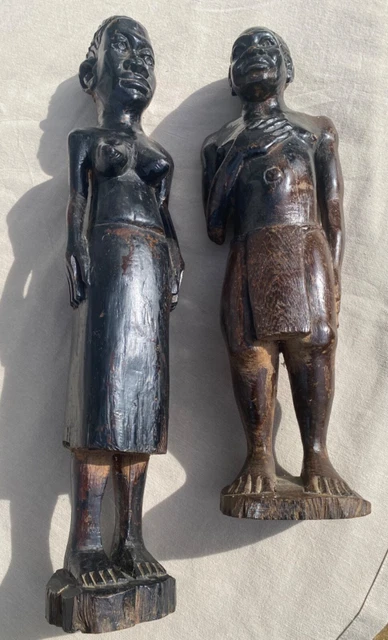 art africain ancien deux belles statuettes Bambara ? en ébene  une patine extra…