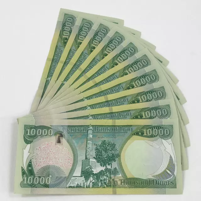 *New* 100,000 Iraqi Dinar (10) 10,000 Uncirculated Iqd W/ New Security Features!