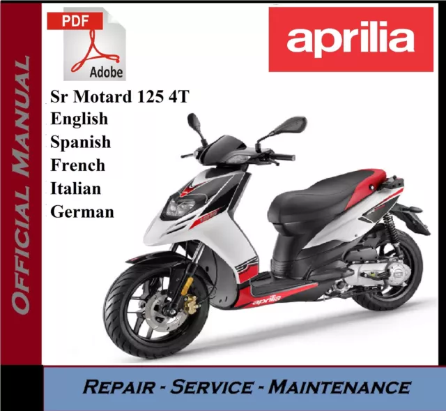 Aprilia Sr Motard 125 4T Workshop Service Repair Manual 2002 - 2014 on USB