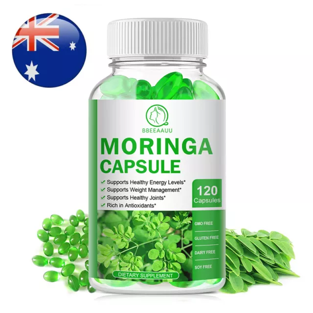 Organic Moringa Capsules Dietary Supplement Vitamins Herbal 120 Vegetarian Caps