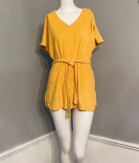 Vintage 60s Terry Cloth Dash About Swim Coverup Dress Size 14 Yellow Mod Size 14