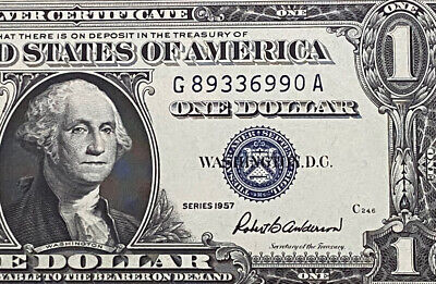 1957  $1 Dollar Silver Certificate (Blue Seal) Block G-A , Uncirculated