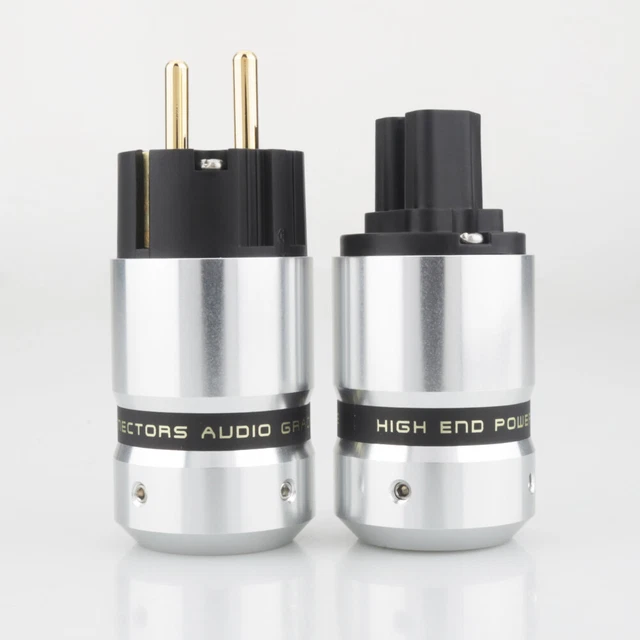 HIEND GOLD PLATED Schuko Power Plug IEC Connector For Mains Power