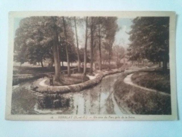 Cpa Herblay.A corner of the park near the Seine 1937