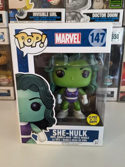 Marvel Funko Pop Vinyl - She-Hulk 147 Glow In The Dark - Vaulted + Protector