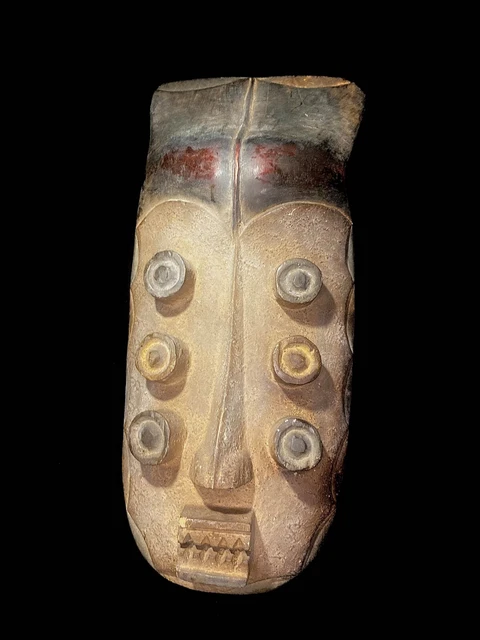 African Tribal Face Mask Wood Hand Carved Vintage Wall Hanging Grebo Kru-5732 5