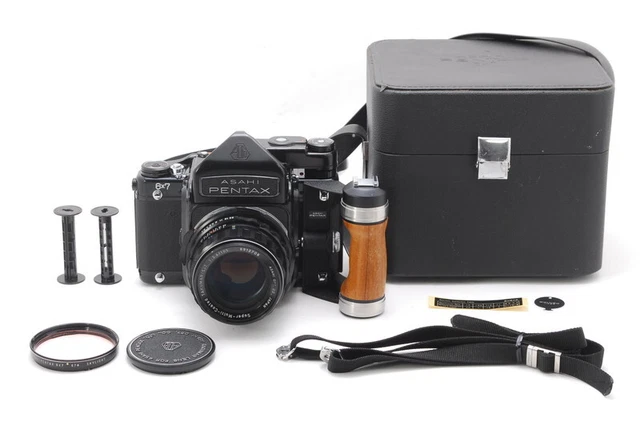 [COMO NUEVO EN ESTUCHE] PENTAX 6×7 TTL espejo + SMC TAKUMAR 105 mm f2,4 con agarre de madera