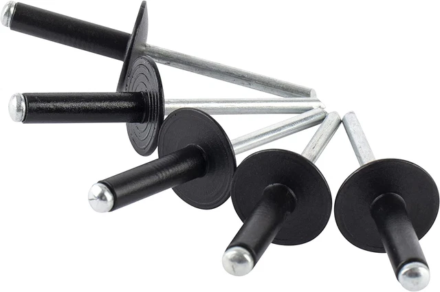 Large Flange Aluminum Blind Rivets 4.8 x 12MM Pop Rivets Black NEW