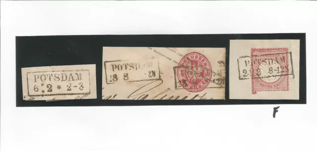 Preussen V. / POTSDAM 3 feinst-Kabinett-Stücke, dabei je Ra2 auf Balnko-Briefst.