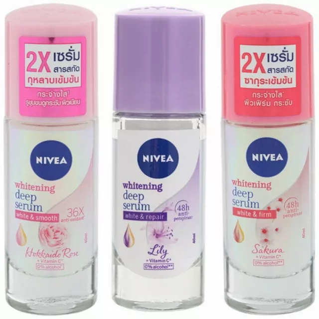 40ml Nivea Whitening Deep Serum Roll On Sakura Desodorante para axilas...