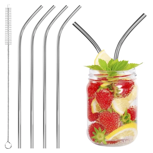 Cannucce per bere Riutilizzabili in acciaio inox 4x Cannucce in metallo con