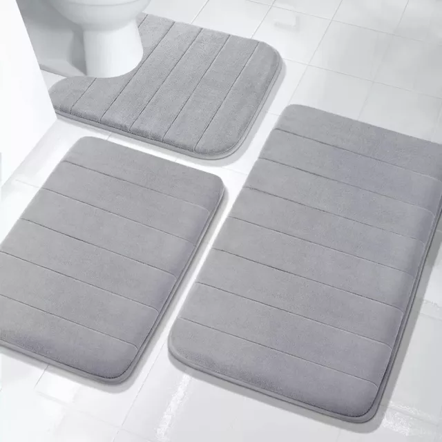 3Pcs/Set Water Absorption Bath Mats Sets Dry Fast Soft Rugs  For Home Floor