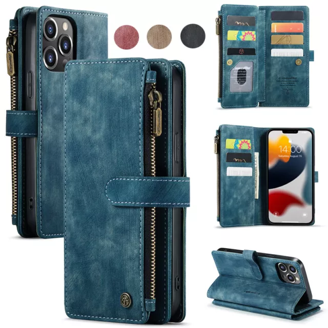 Retro PU eather Flip Zipper Wallet Case Cover& Lanyard For iPhone 15/Pro/Max/15+ 2