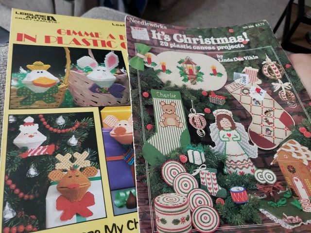 2 Vintage Plastic Canvas Books CHRISTMAS ++