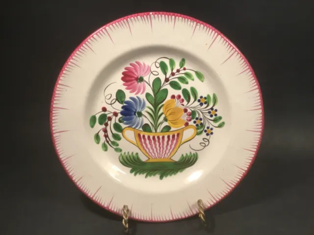 Antique Hand Painted French Faience Floral Basket Plate c.1800's