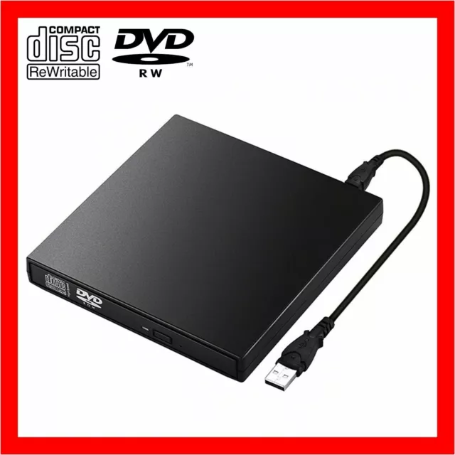 USB External CD RW DVD ROM Writer Burner Player Drive PC Laptop for Mac Windows