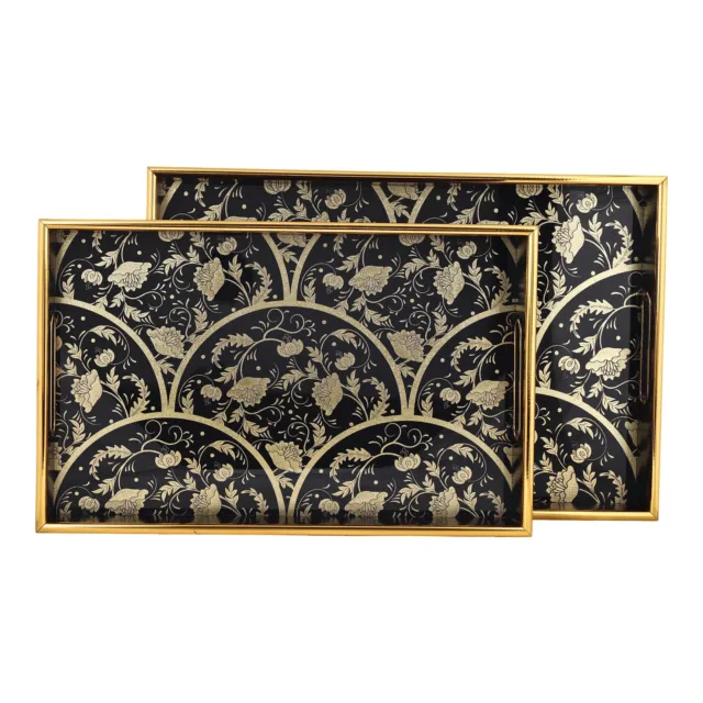 Serving Tray with Antique Look & Stylish Design Decorative Trays with Handles...