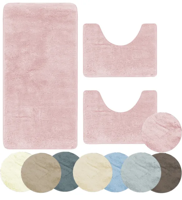 Set 3 Tappeti Bagno Antiscivolo | Super Assorbenti Con Fantasia Cuori/Fiori | Rosa - Foto 11