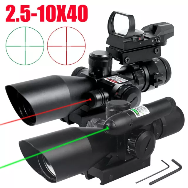 Tactical 2.5-10x40 EG Rifle Scope Mil-dot illuminated Red/Green Dot Laser Sight