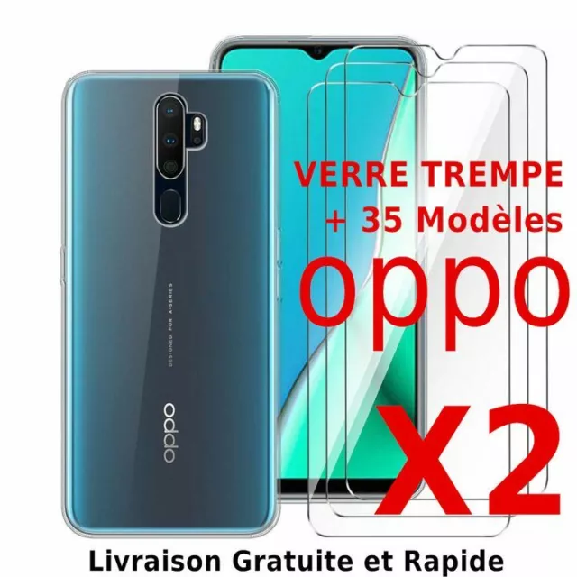 OPPO A9 2020/ A5 2020/ Reno2 - 2 Vitre verre trempé film protection écran+ Coque