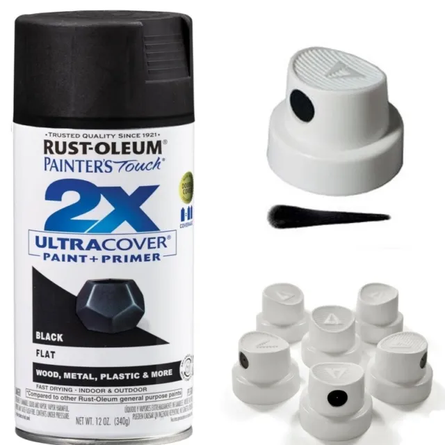 5 Spray NOZZLES for Rust-Oleum 2X Ultra Cover Spray Paint - Matte Flat Black